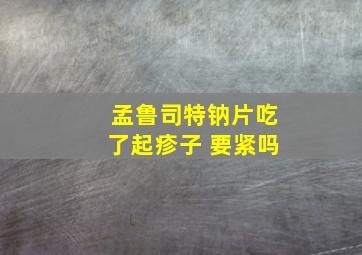 孟鲁司特钠片吃了起疹子 要紧吗